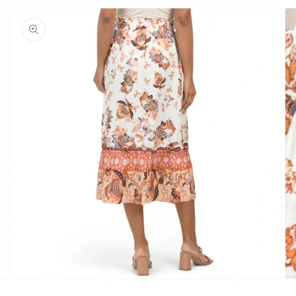 EUC Rachel Roy linen boho skirt Medium with ruffle. Elastic gathered waist. - Picture 3 of 8